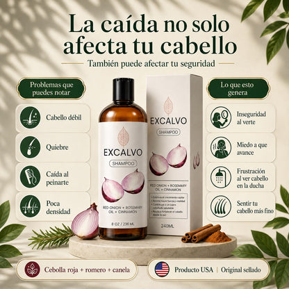 Frena la caída desde la raíz con Excalvo Shampoo USA