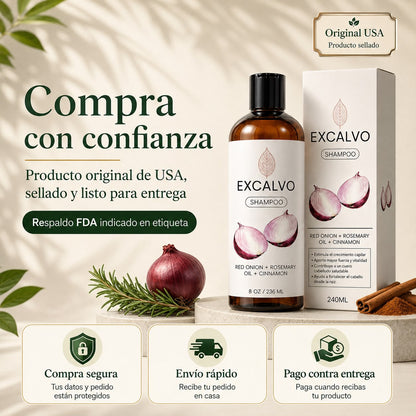 Frena la caída desde la raíz con Excalvo Shampoo USA
