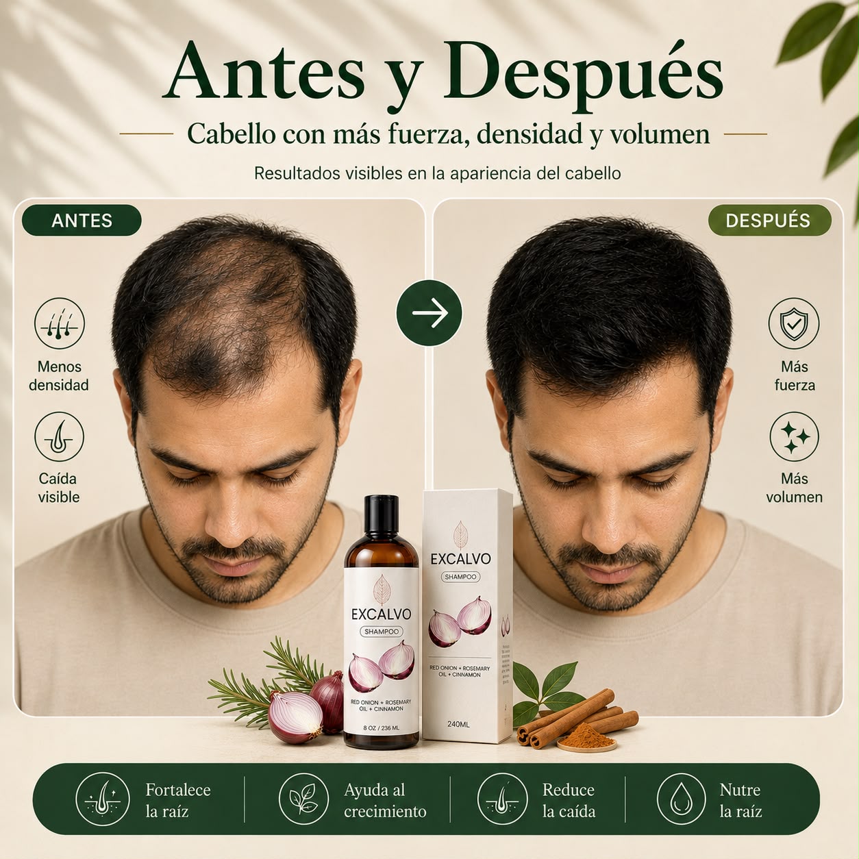 Frena la caída desde la raíz con Excalvo Shampoo USA