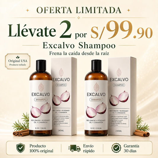 Frena la caída desde la raíz con Excalvo Shampoo USA