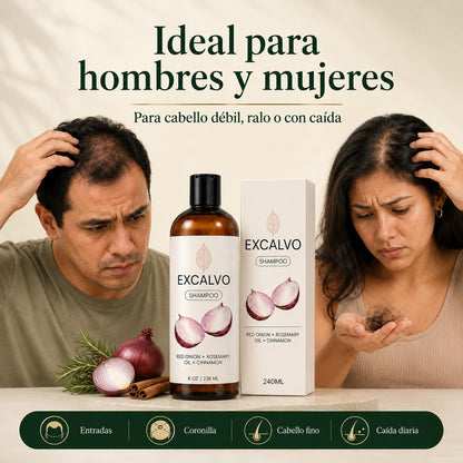 Frena la caída desde la raíz con Excalvo Shampoo USA
